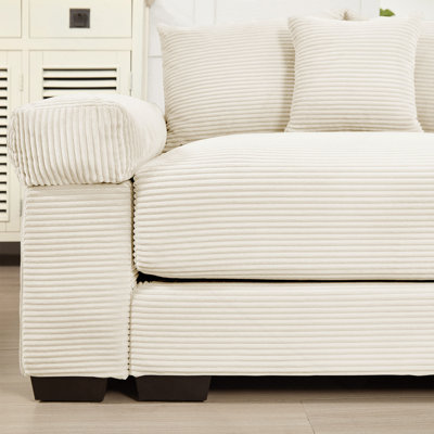 Oversized Cloud Modular Sectional Couch, Convertible Sectional Couches , Extra-Wide Armrests With Chaise,Premium Corduroy Fabric, Ergonomic Design, Easy Assembly, For Living Rooms Study,Beige