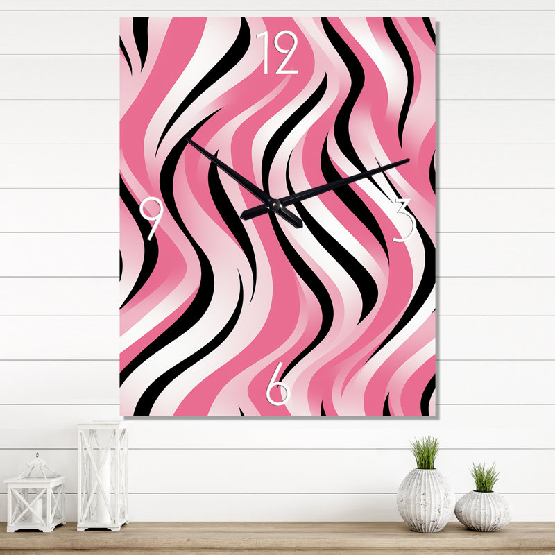 Papier peint zèbre - Horloge murale moderne, H 28 po x l 12 po x P 1 po