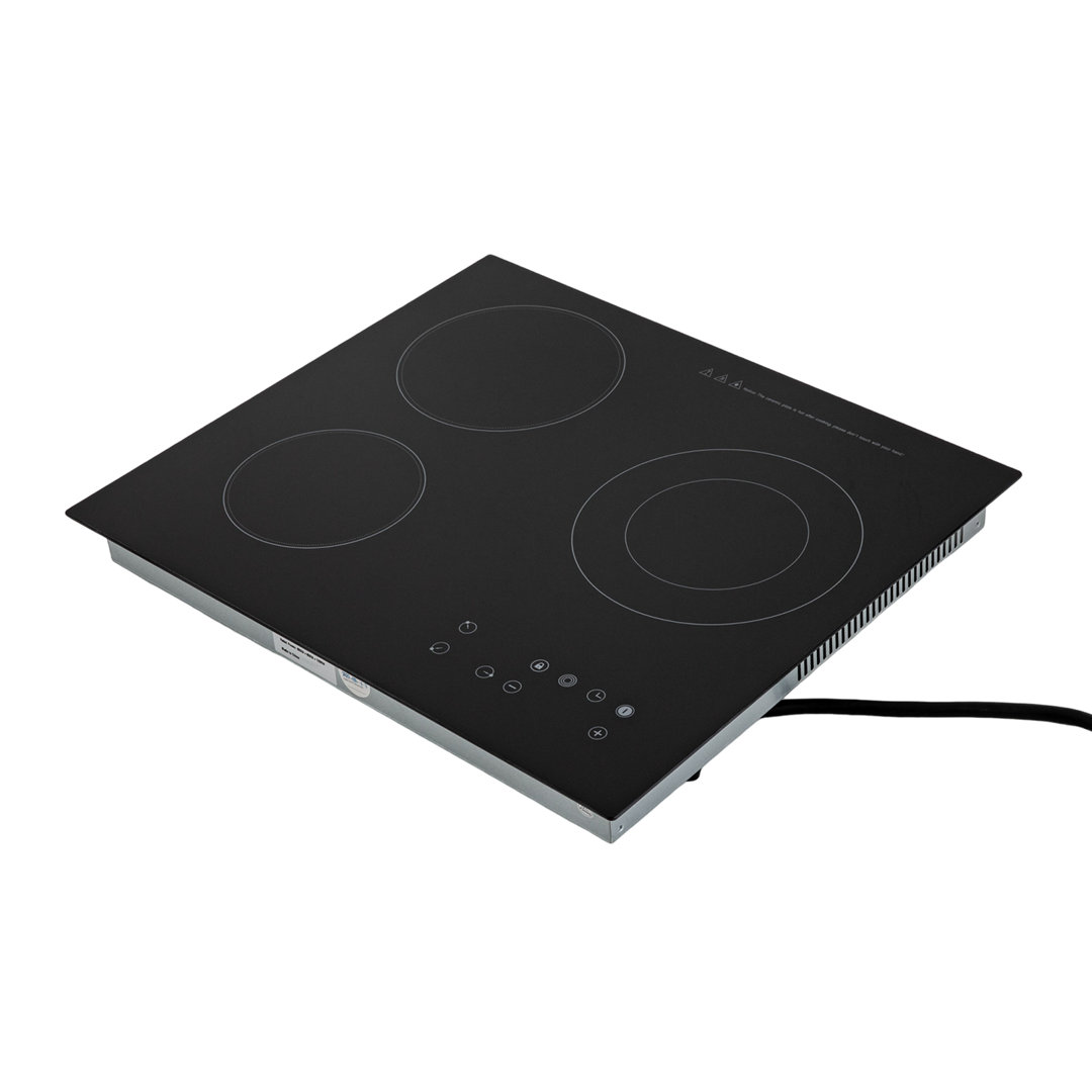 23.23" Black 3 Burners Electric Ceramic Cooktop with Timer, Sensor Touch Control 2600W House of Hampton®