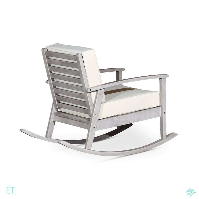 Chaise berçante avec coussins, finition gris argenté