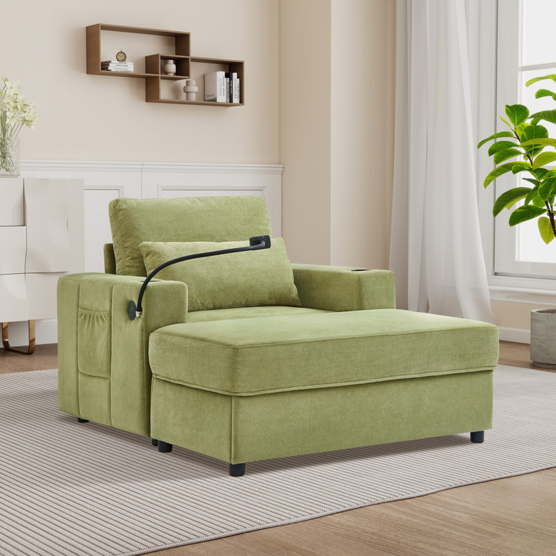 Chaise longue rembourrée 51,4 po, Vert