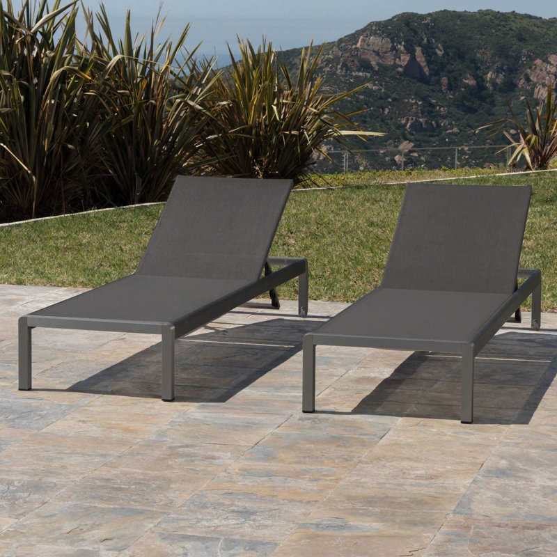 Ensemble de chaise longue d'extérieur en métal Louree, Gris