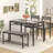 4 - Piece Four Leg Dining Set, Kitchen Table With Bench And 2 Chairs, Grey