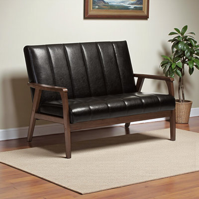 Daventry Faux Leather 2-Seater Loveseat in Brown Finish, 31.32" H X 44.5" W X 29.21" D