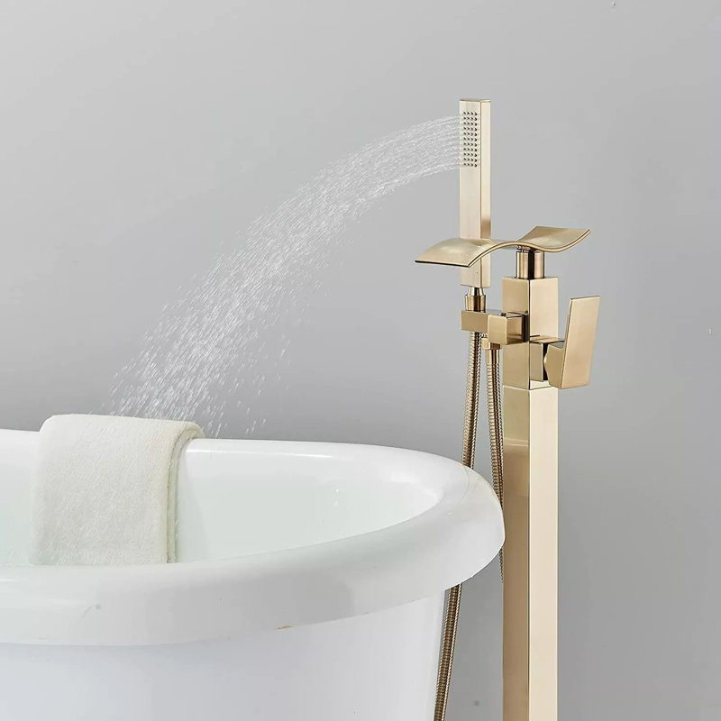 Robinet de baignoire autoportant pour salle de bain, Or brossé