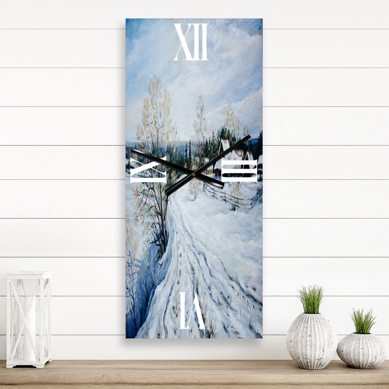 Country Road in Winter Times II - Horloge murale traditionnelle, Grand