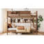 Lit superposé avec plateau pratique, lit superposé en bois massif avec tablettes de rangement et lattes améliorées-1236039369