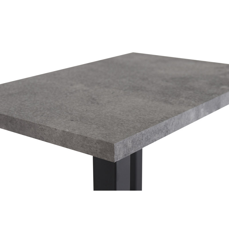 Karien 30cm W Steel Bedside Table, Concrete, Black