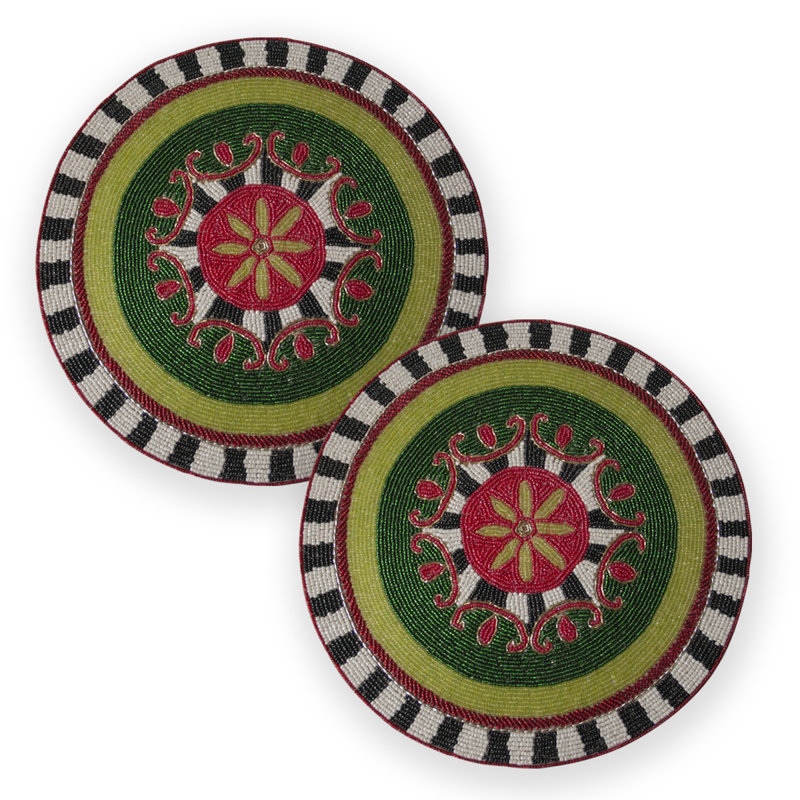 Ensemble de 2 napperons élégants en polyester brodés en polyester pour décoration de Noël