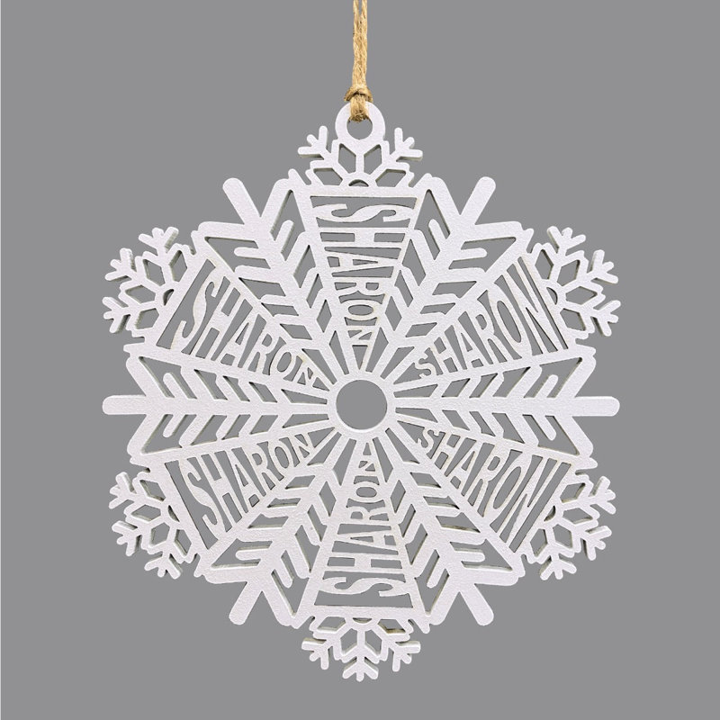 Personalized Name Snowflake Wood Ornament, Yes