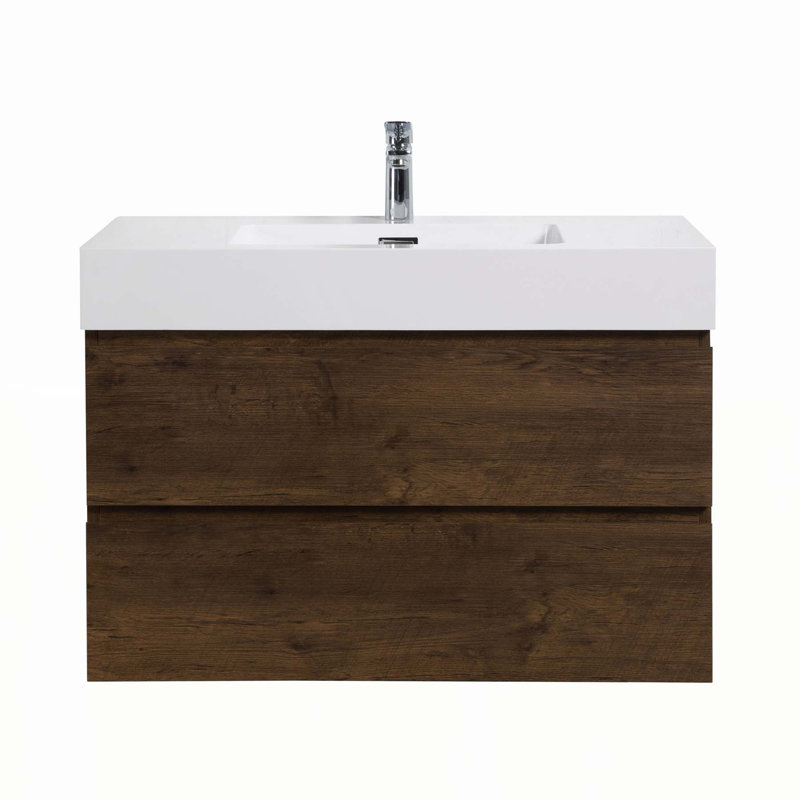 Meuble-lavabo moderne avec caractéristiques avancées et design élégant, Noyer