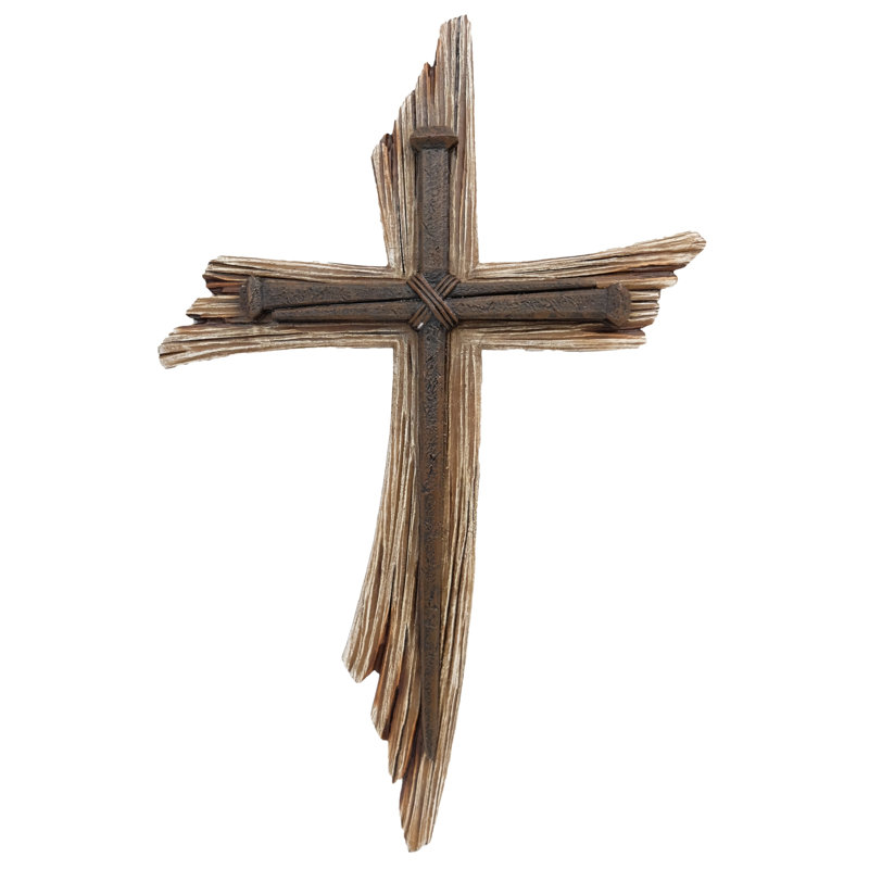 Croix murale incurvée courbée en faux bois