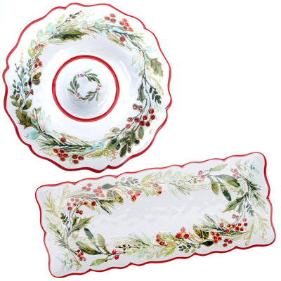 Ensemble d'apéritif de Noël en mélamine 2 pièces - R & D 14,5 po rect. 19 po x 8