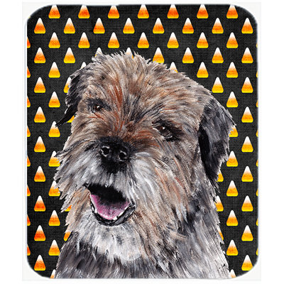 Planche à découper en verre à caroline de trésors terrier Halloween Candy Corn