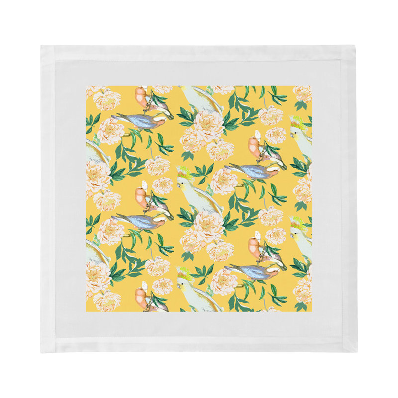 Peony Inspira Hemstitch 22" Linen/Cotton Napkin, Goldenrod