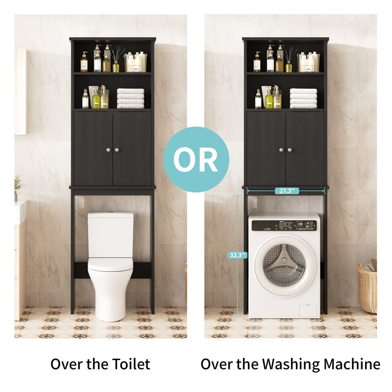 Eftimie 74.8'' H Freestanding Over the Toilet Storage, Black