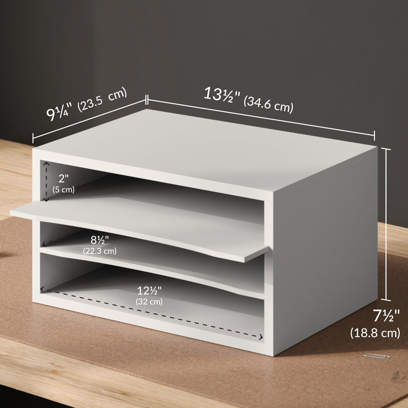 Reagan 3 Tier Paper and File Organizer with Removable Shelves, White