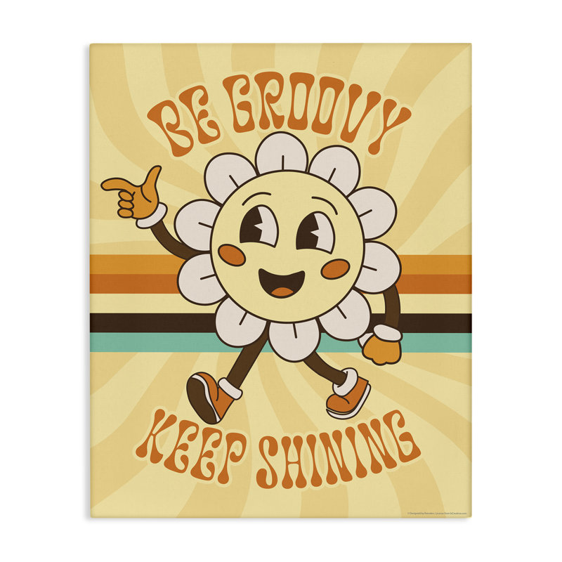 «Be Groovy Keep Shining», art mural sur toile par Reinders, H 30 po x l 24 po