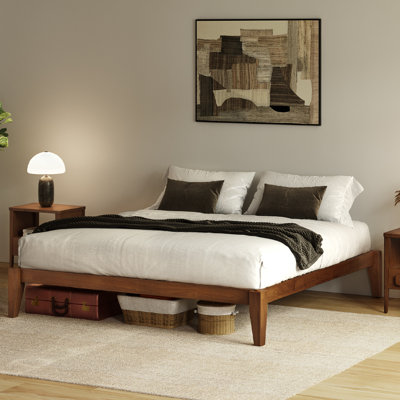 Carruthers Thor Bed Frame King - Solid Wood Platform Bed - Japanese Joinery Bed Frame - Wood Slat Support - No Box Spring Needed - Easy Assembly - Minimalist & Modern Style (walnut)