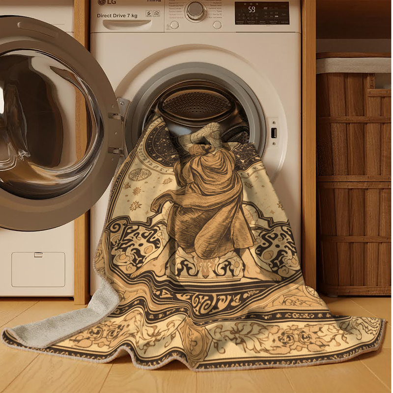Tapis oriental traditionnel lavable à la machine oscar de style Stargazer brun et beige, 3 x 5