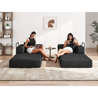 Canapé-lit pliant convertible 4-en-1 avec revêtement en velours côtelé pour les solutions de salon, de détente et de sommeil.
