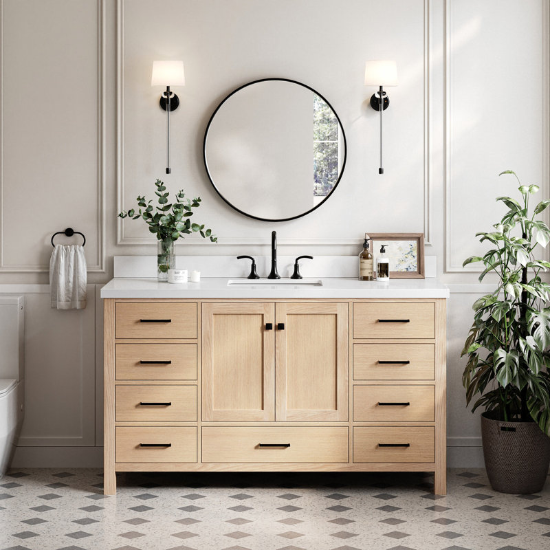 Ensemble de meuble-lavabo simple 61 po Cambridge, Chêne, Rectangular