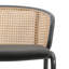 Tabouret de bar moderne en osier Daishun avec assise en tissu et structure en acier thermolaqué noir-447365222