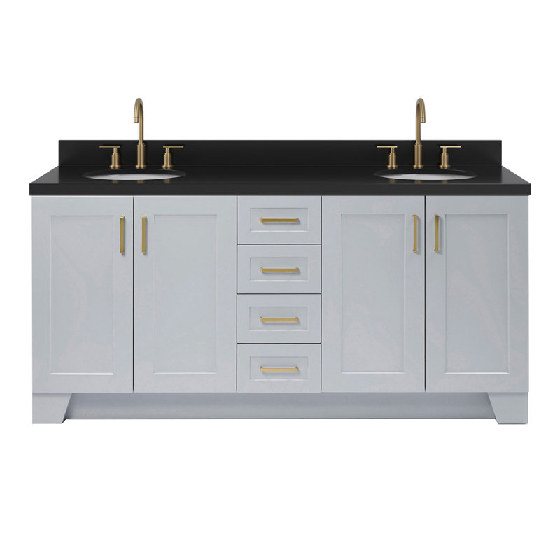 73 IN.  Single Bathroom Vanity, Oval,  White Quartz, Vintage Green