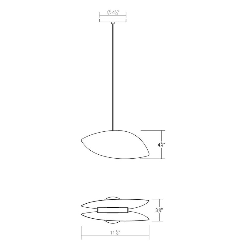 Papillons™ 1 - Light Satin Black LED Unique/Statement Pendant, Satin Black, 5" H x 11.75" W x 4" D