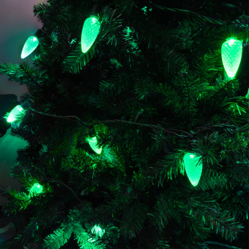 C9 LED Christmas String Light, Green, 17' L, 25