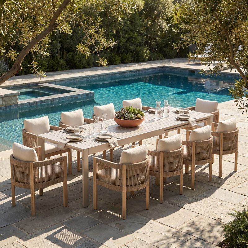 Patio Dining Set Extendable Table,