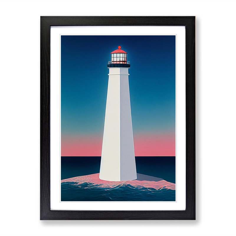 Axton Lighthouse Minimalism Vol.1 - Picture Frame Print, Black, 46cm H x 34cm W x 2cm D
