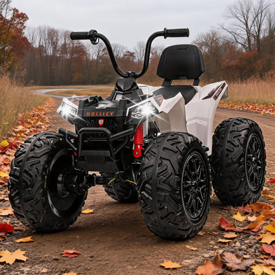 24V Electric Ride-On Car for Kids, 4-Wheeler Quad All-Terrain ATV with Parental Remote, Puncture-Proof Tires, LED Lights & Music. Ideal Gift for Children Ages 3-8