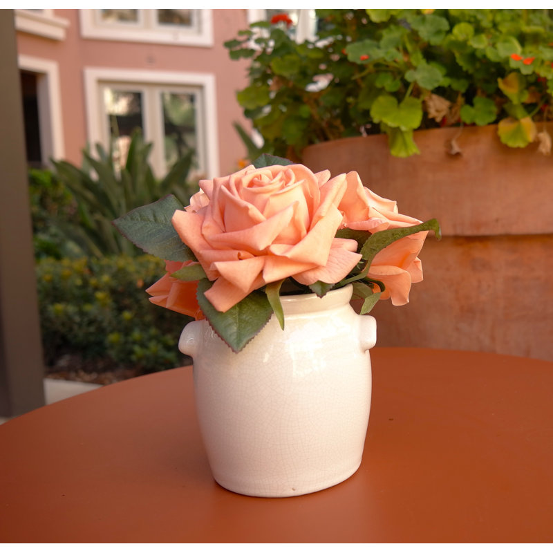 Fabric Rose Arrangement in Vase