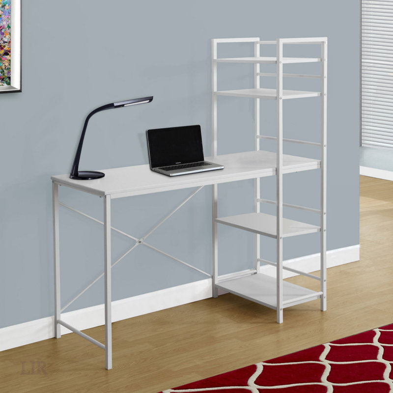 Bureau d'ordinateur à 4 tablettes Nembus, Blanc