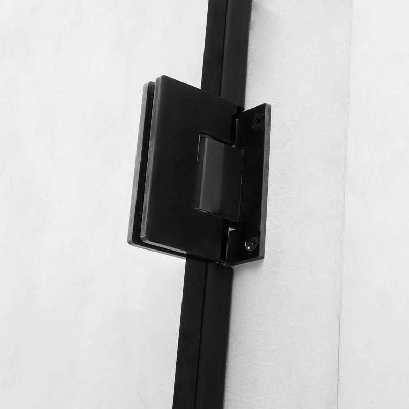 Porte de douche à panneau simple sans cadre, entrée ouverte, noir mat
