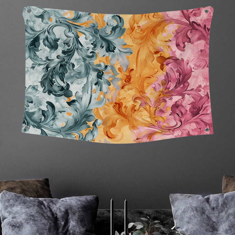 Tapisserie murale baroque - Décoration murale design, H 88 po x l 104 po