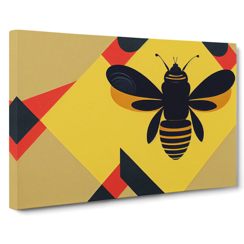 Bumble Bee Art Deco - Wrapped Canvas, 40cm H x 60cm W x 3cm D