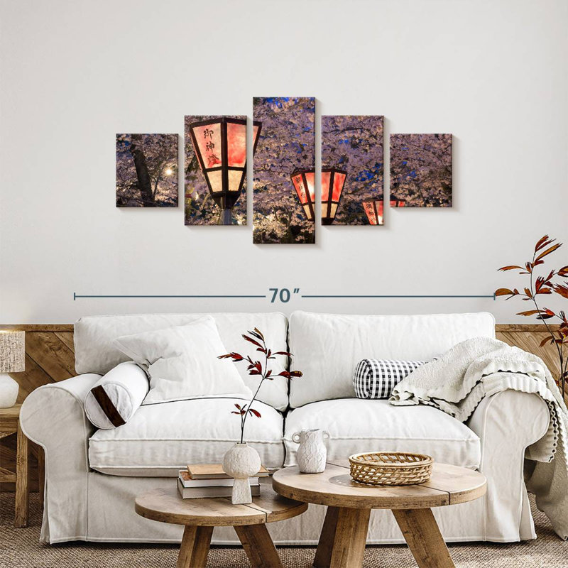 Sakura Lanterns, 24" H x 55" W