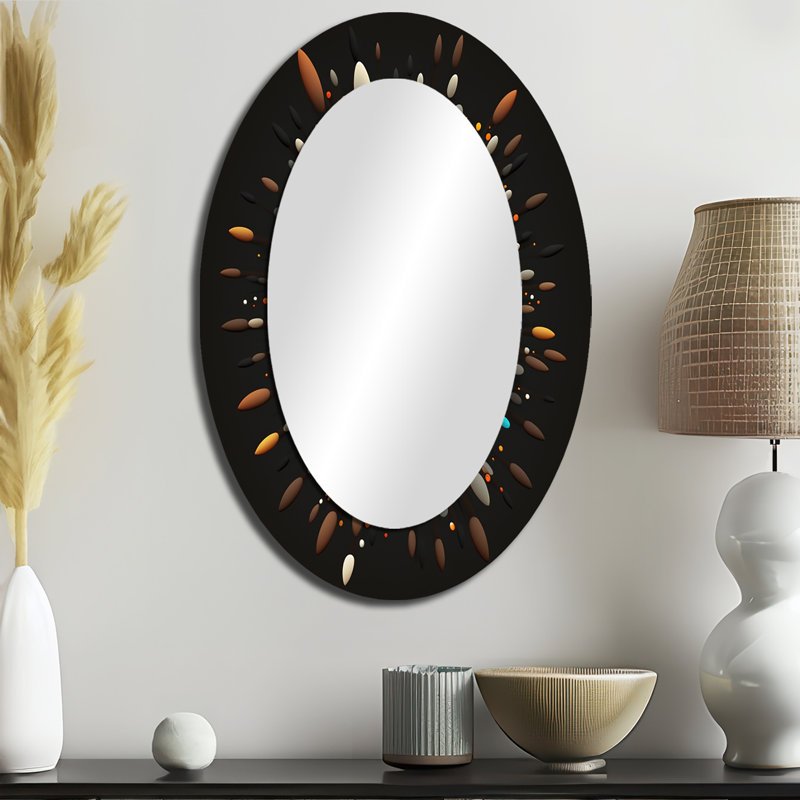 Pristine Spirit Spiritual Abstract VII - Grand miroir mural ovale sur métal, 36 po x 24 po