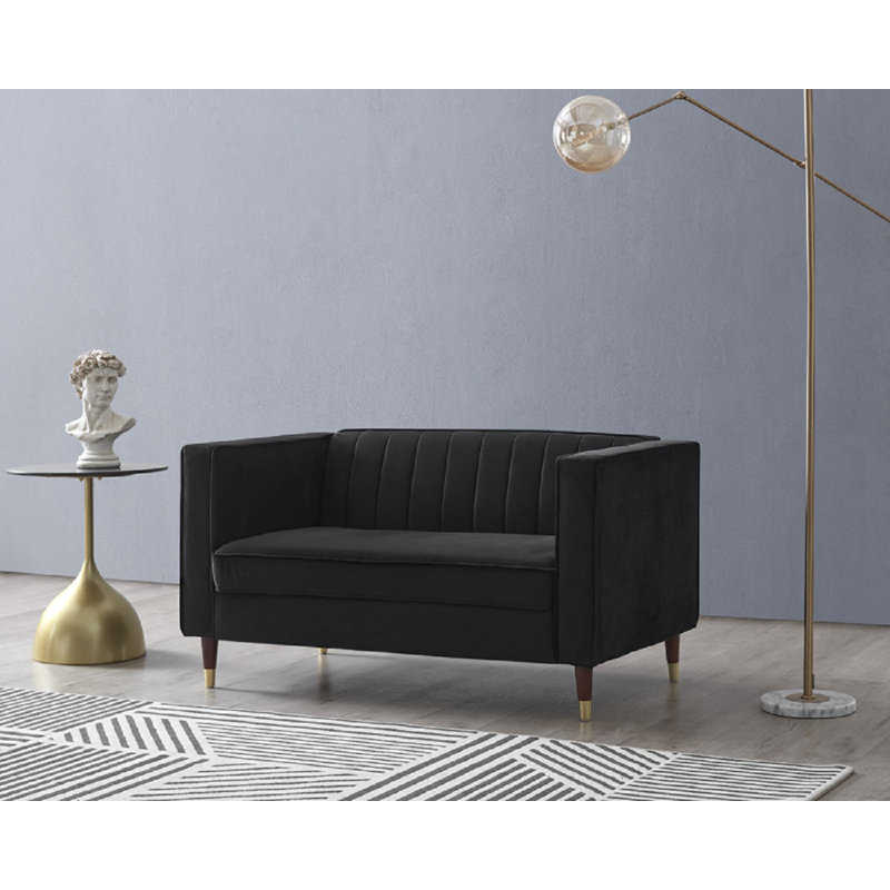 Dougherty 2 Seater Velvet Sofa, Black