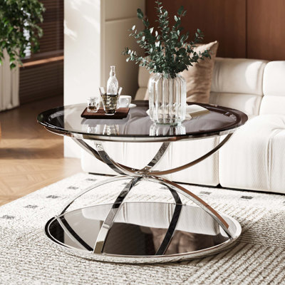 Table basse moderne à deux niveaux avec cadre en anneau