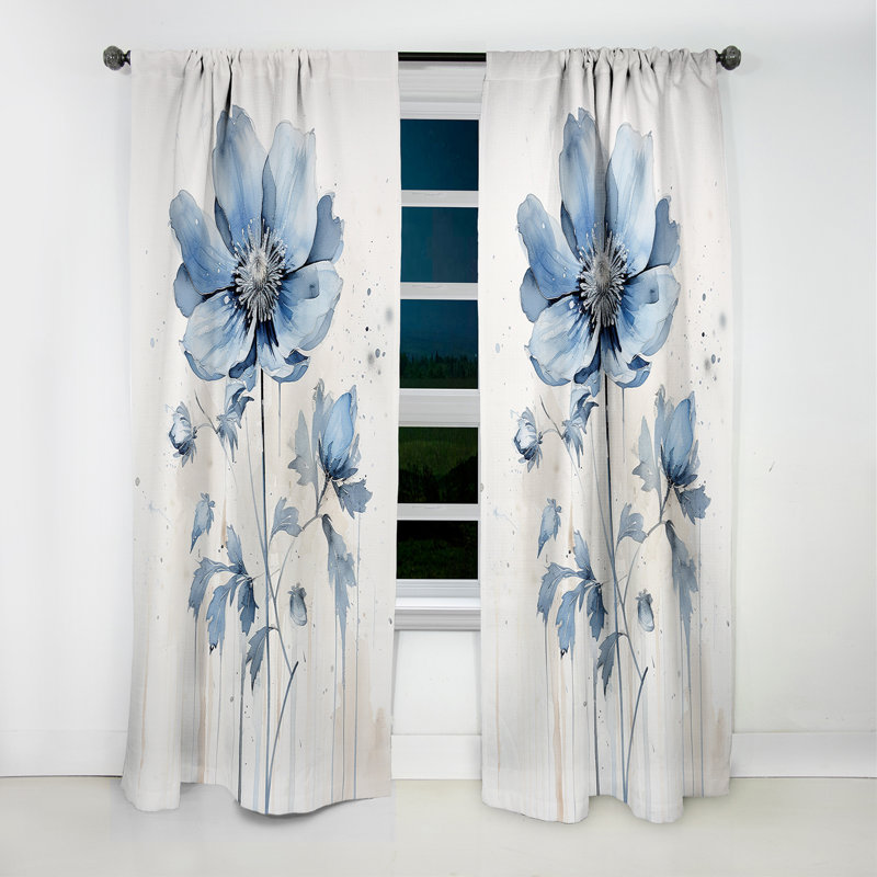 Courtois - Rideau à fleurs - Rideau occultant à motif floral - 1 panneau, L 52 po x L 95 po