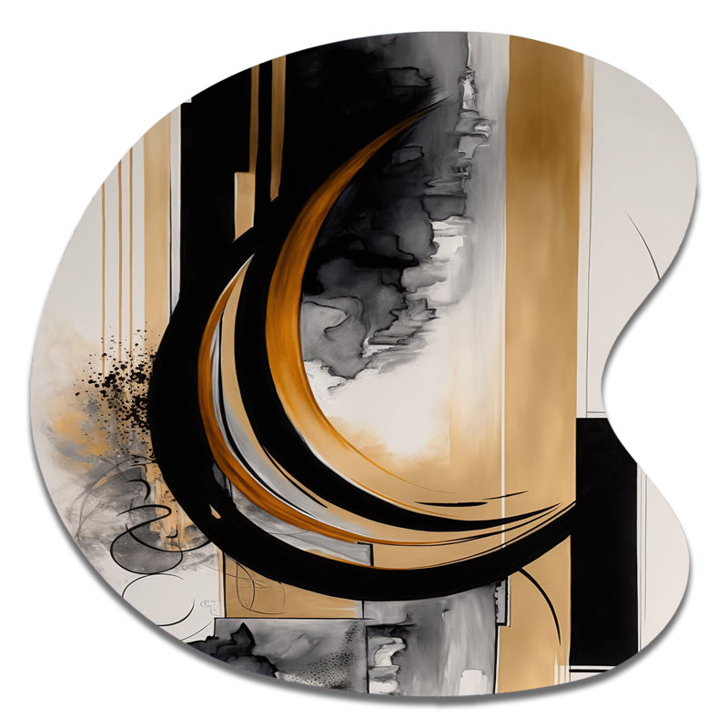 Gold Touch Art Deco II - forme unique, art mural abstrait en métal, sculpture murale asymétrique en métal, H 33 po x l 33 po