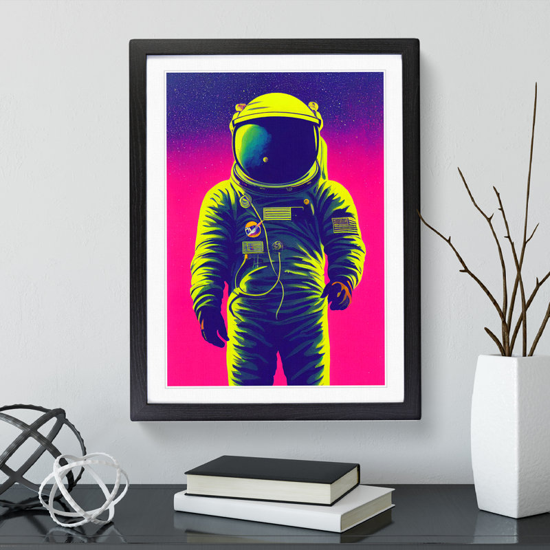 Daring Astronaut - Single Picture Frame Print, 34cm H x 25cm W x 2cm D, Black