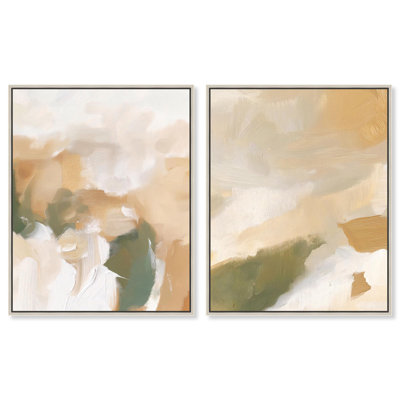 Ensemble de 2 décorations murales Golden Luxe Modern Boheme par Art Remedy, cadre argenté, 20 x 24