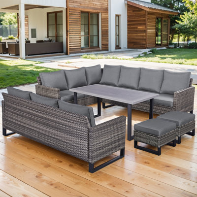 Nazime Wicker 9 - Person Modular Patio Conversation Sets with Cushions
