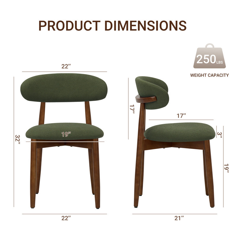 Chaise d'appoint rembourrée en bois massif, Vert