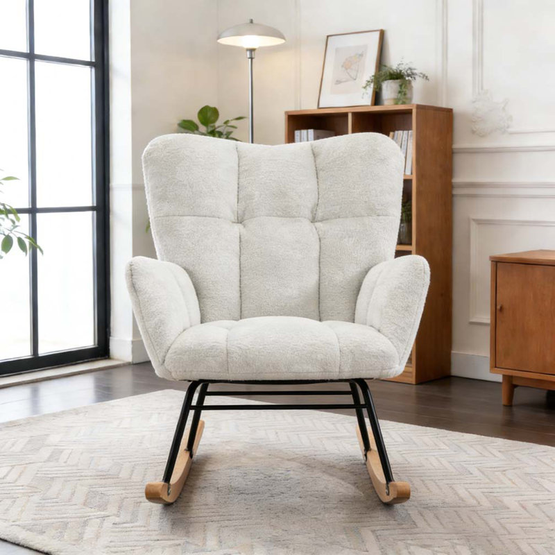 Chaise berçante pour salon d'intérieur, Ivoire ivoire