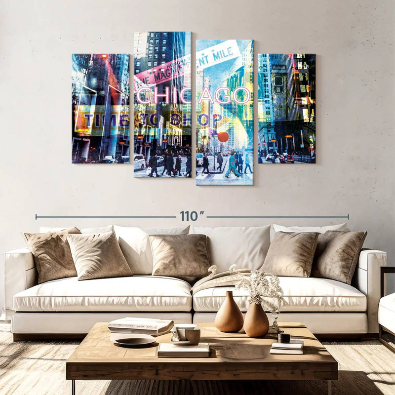 Nicci Chicago City Bustle Grunge, H 54 po x l 84 po